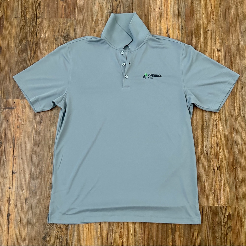 Port Authority Large Cadence Bank Gray Golf Shirt Polo Employee Logo Performance